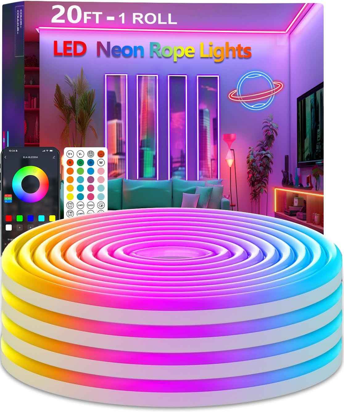 Birthday Gift for Her – RGB Neon Rope Light for Bedroom with App and Remote