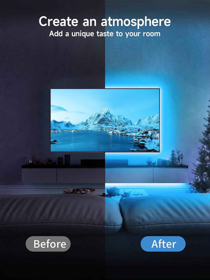 GIPOYENT TV LED Backlight Strip - Living Room Aesthetic Accent, RGB Ambient Glow for 35-85 Inch TVs