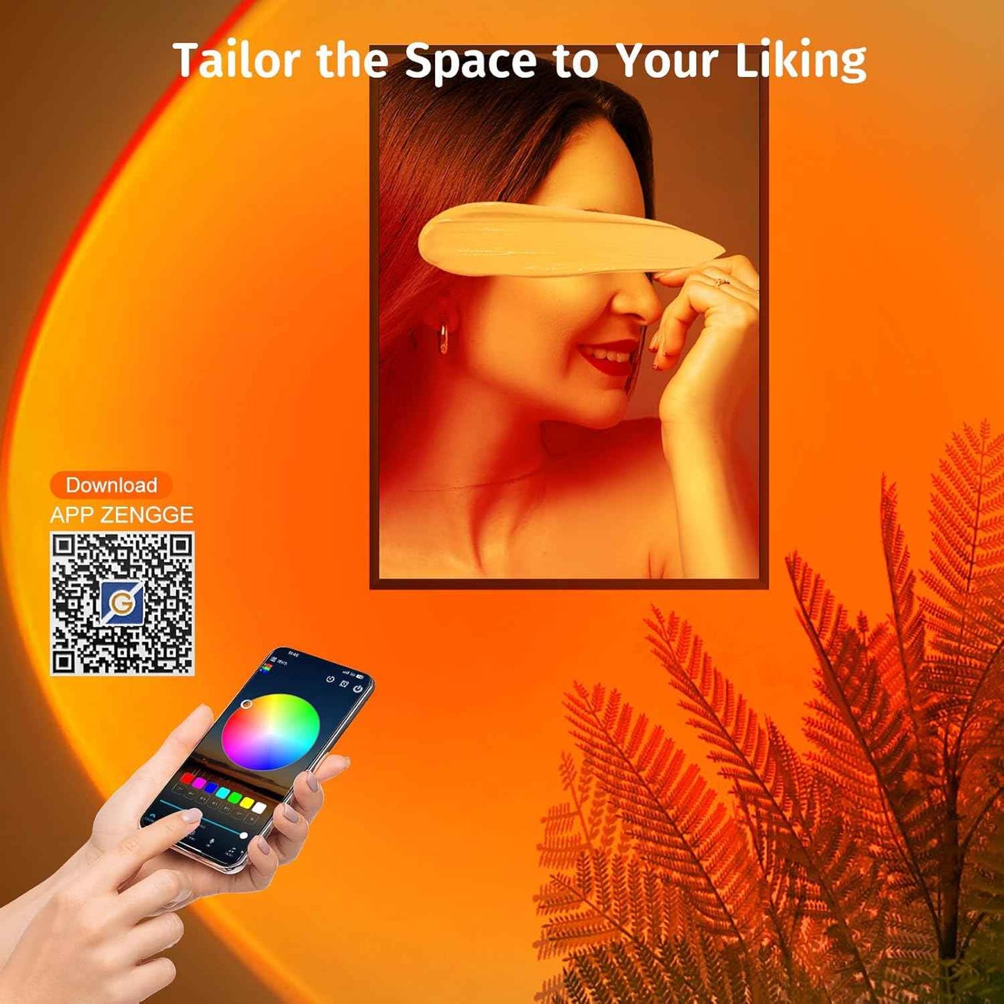 Acelisty Sunset Lamp – Home Office Focus Light, Flicker-Free Ambient Background with Wake-Up Timer