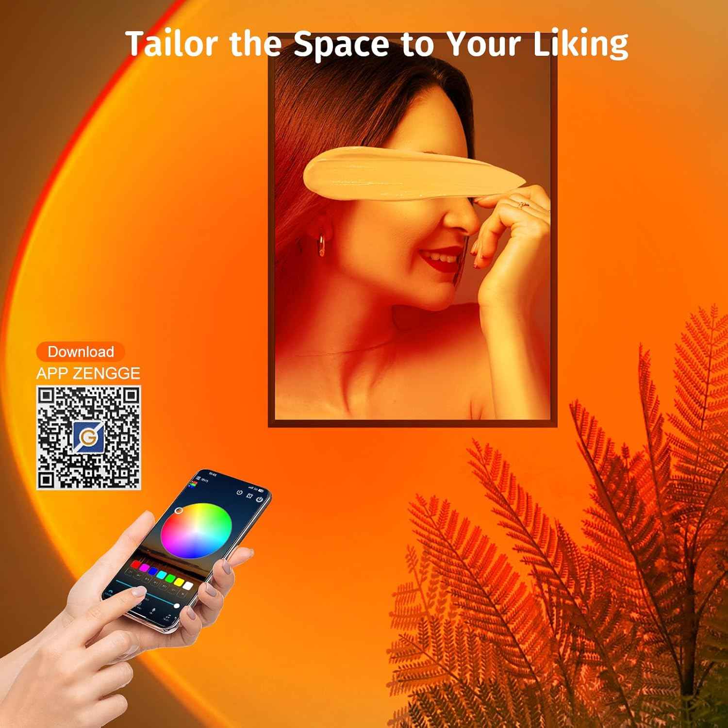 Acelisty Sunset Lamp – Home Office Focus Light, Flicker-Free Ambient Background with Wake-Up Timer