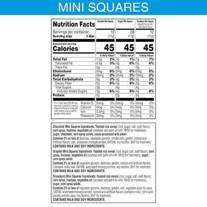 Rice Krispies Treats Mini Marshmallow Squares – Desk Drawer Snack for Office and Study Breaks, 52 Individually Wrapped Bars