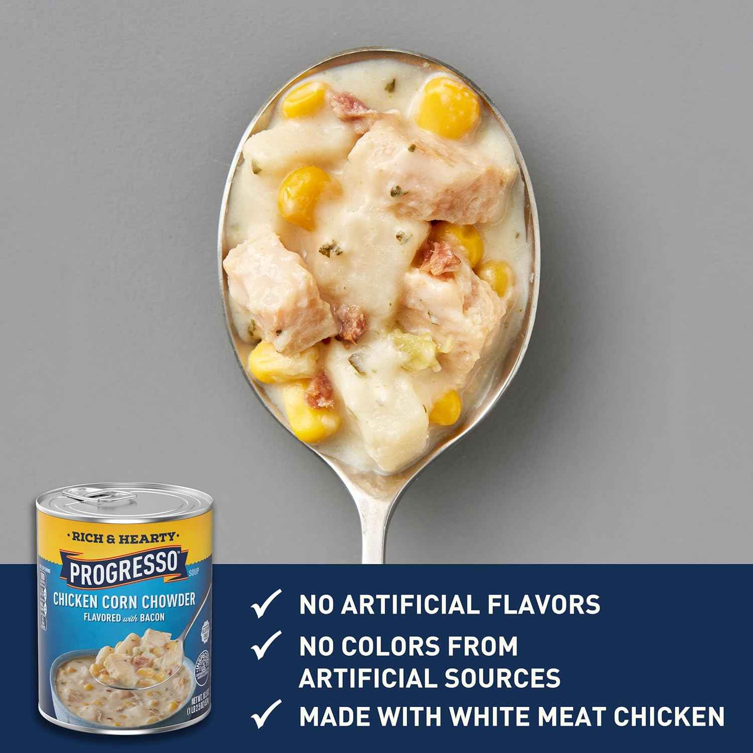Progresso Gluten Free Chicken Corn Chowder — Pantry Staple for Home Office Lunch Breaks and Focused Afternoons, 18.5 oz