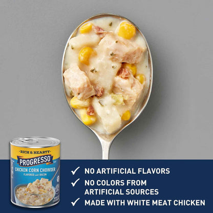 Progresso Gluten Free Chicken Corn Chowder — Pantry Staple for Home Office Lunch Breaks and Focused Afternoons, 18.5 oz