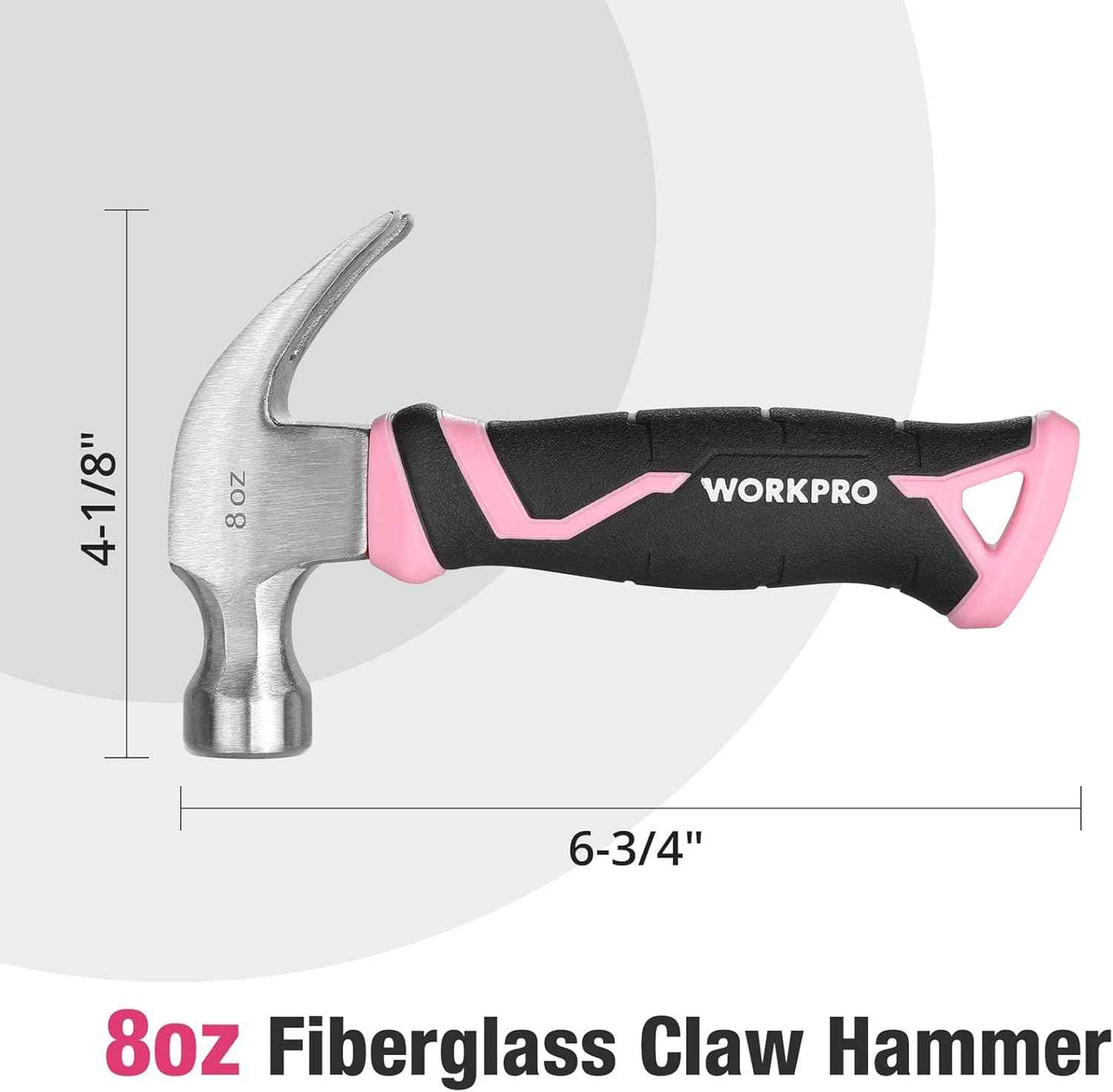 WORKPRO Pink Ribbon Claw Hammer – Stylish Tool That Doubles as Shelf Decor in Craft Room and Home Office