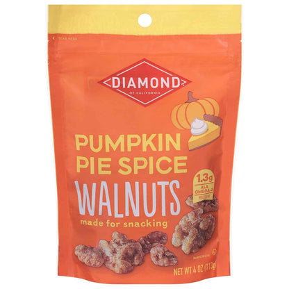 Diamond of California Pumpkin Pie Spice Walnuts – Portable Trail Snack for Hiking and Camping, 4 oz Resealable Pouch