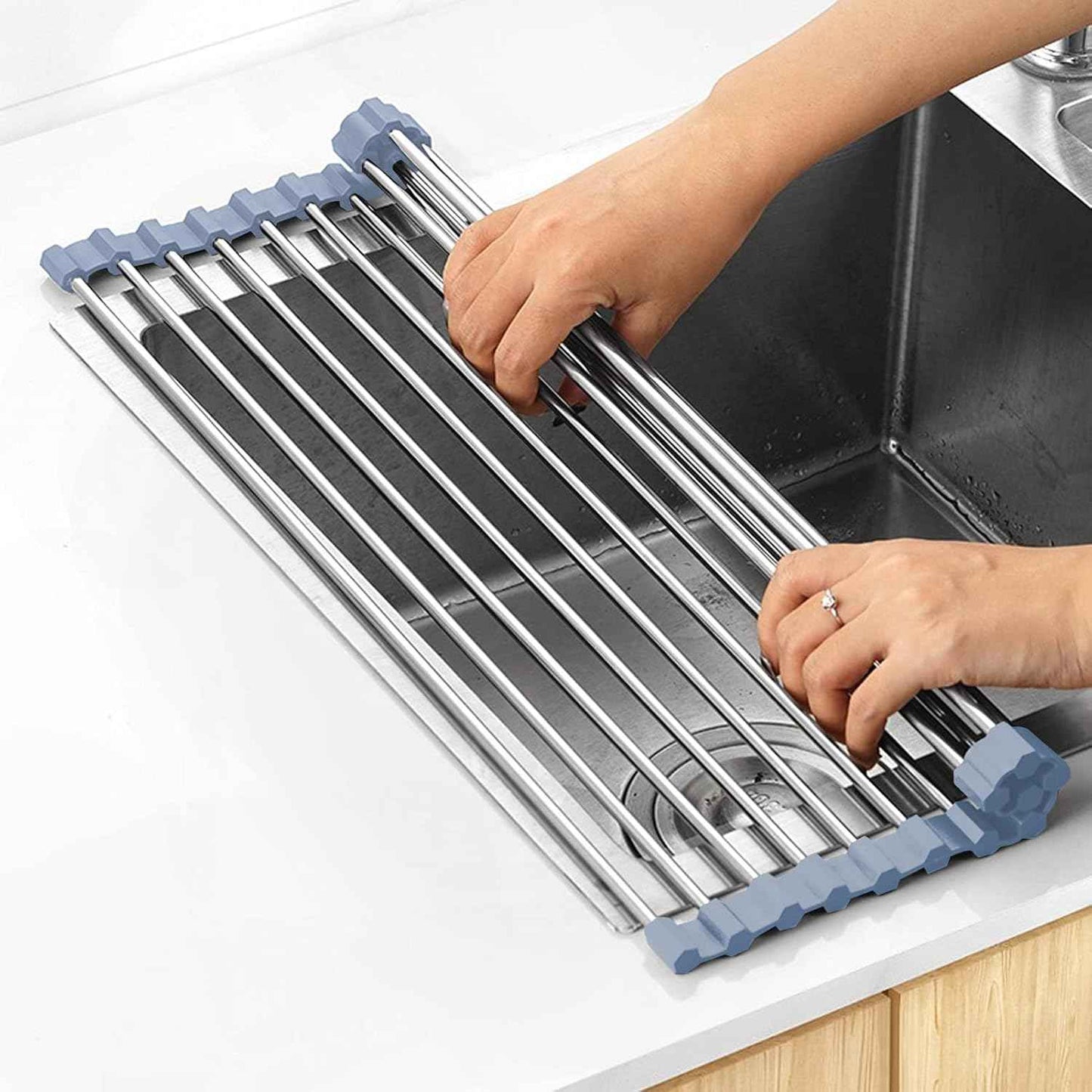MECHEER Roll-Up Dish Drying Rack – Portable Outdoor Sink Accessory for Camping and Picnics