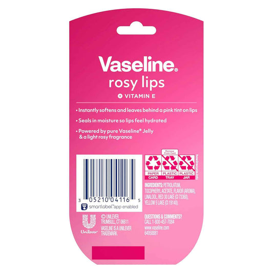 Vaseline Rosy Tinted Mini Lip Balm 2 ct – Self Care Essential for Bath Time and Wind Down Routine, Petroleum Jelly Lip Therapy