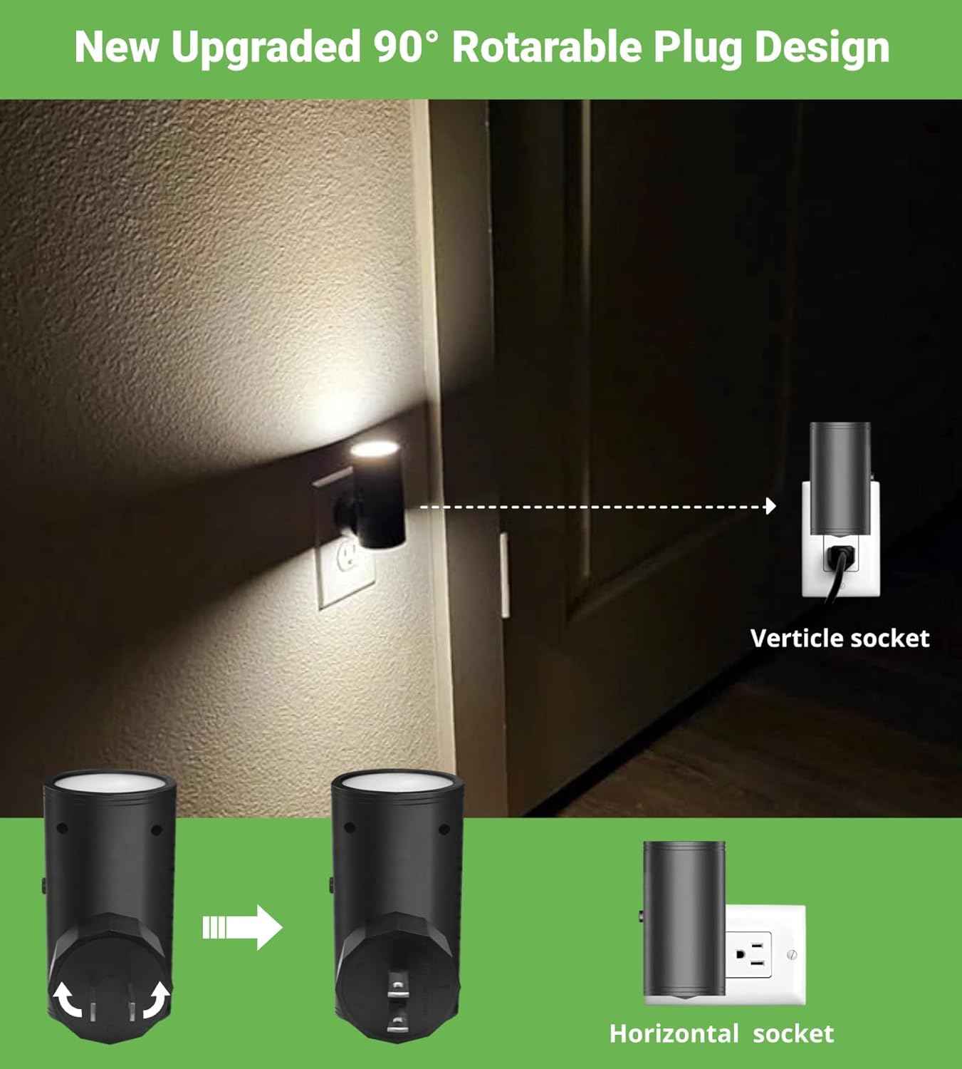GEPLAD Plug-in LED Night Light – Dusk-to-Dawn Sensor Nightlight for Safer Stairways, Hallways, and Bedrooms