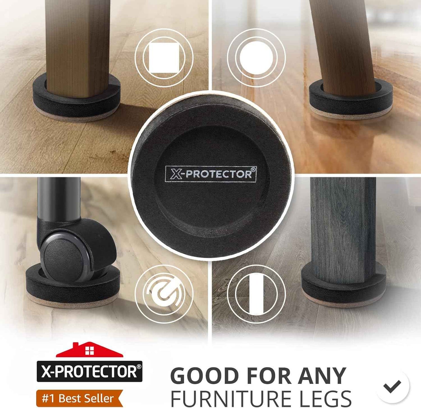 X-PROTECTOR Felt Furniture Sliders for Hardwood Floors – Living Room Decor Essential, Scratch-Free Heavy Furniture Movers for Cozy Home Aesthetic