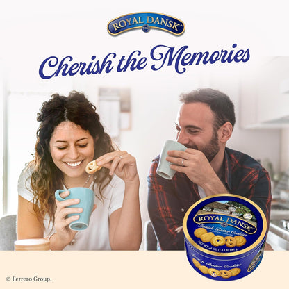 Royal Dansk Danish Butter Cookies – High-End Danish Heritage Recipe in Iconic Blue and Gold Tin, Elegant Table-Side Display Cookies for Entertaining