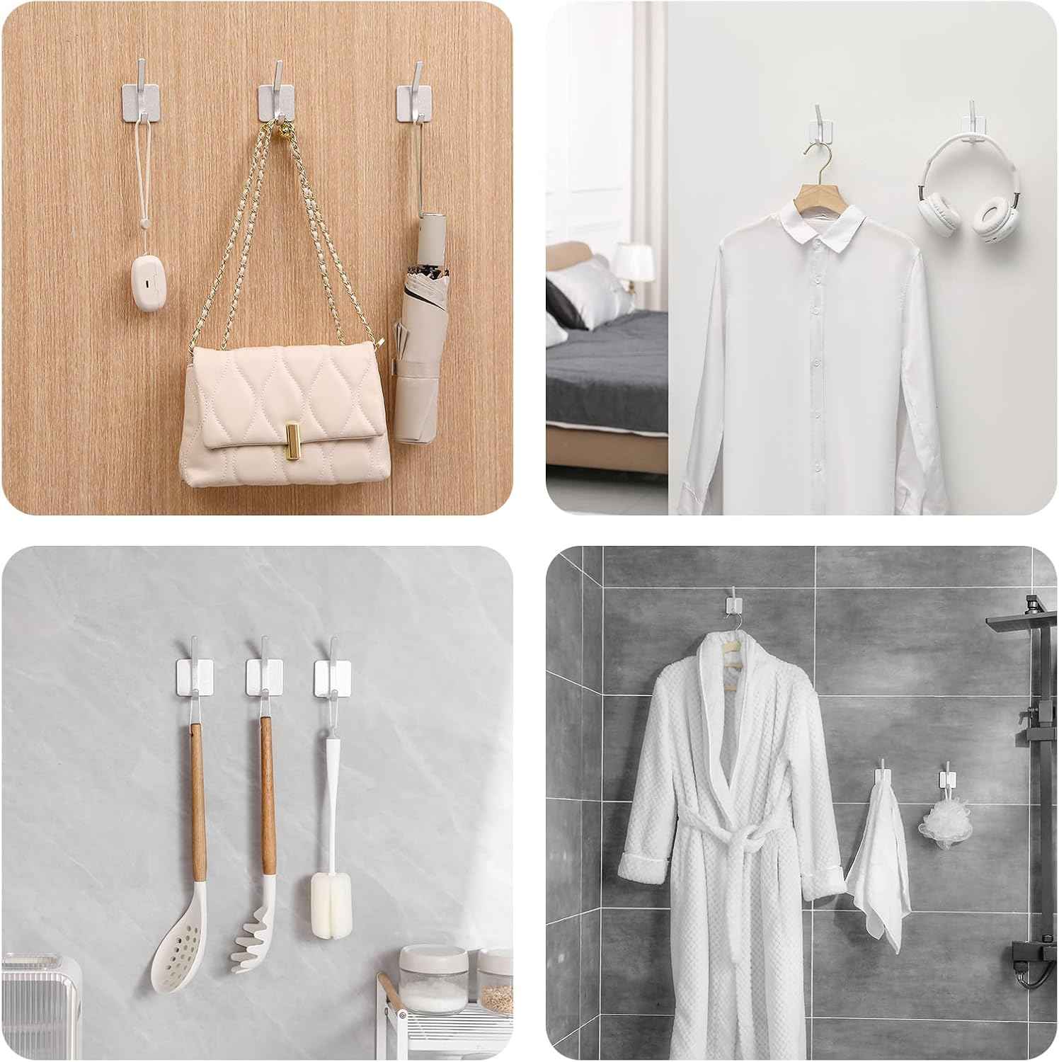 Paoli Heavy Duty Adhesive Hooks – Office Wall Hooks for Headset, Keys, and Lanyard Storage