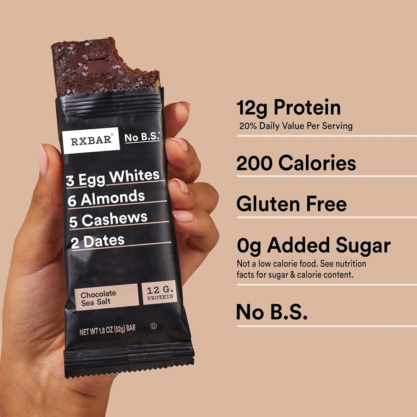 RXBAR Chocolate Sea Salt Protein Bars – Clean-Ingredient Snack for Mindful Wellness Routines, 10-Count Box