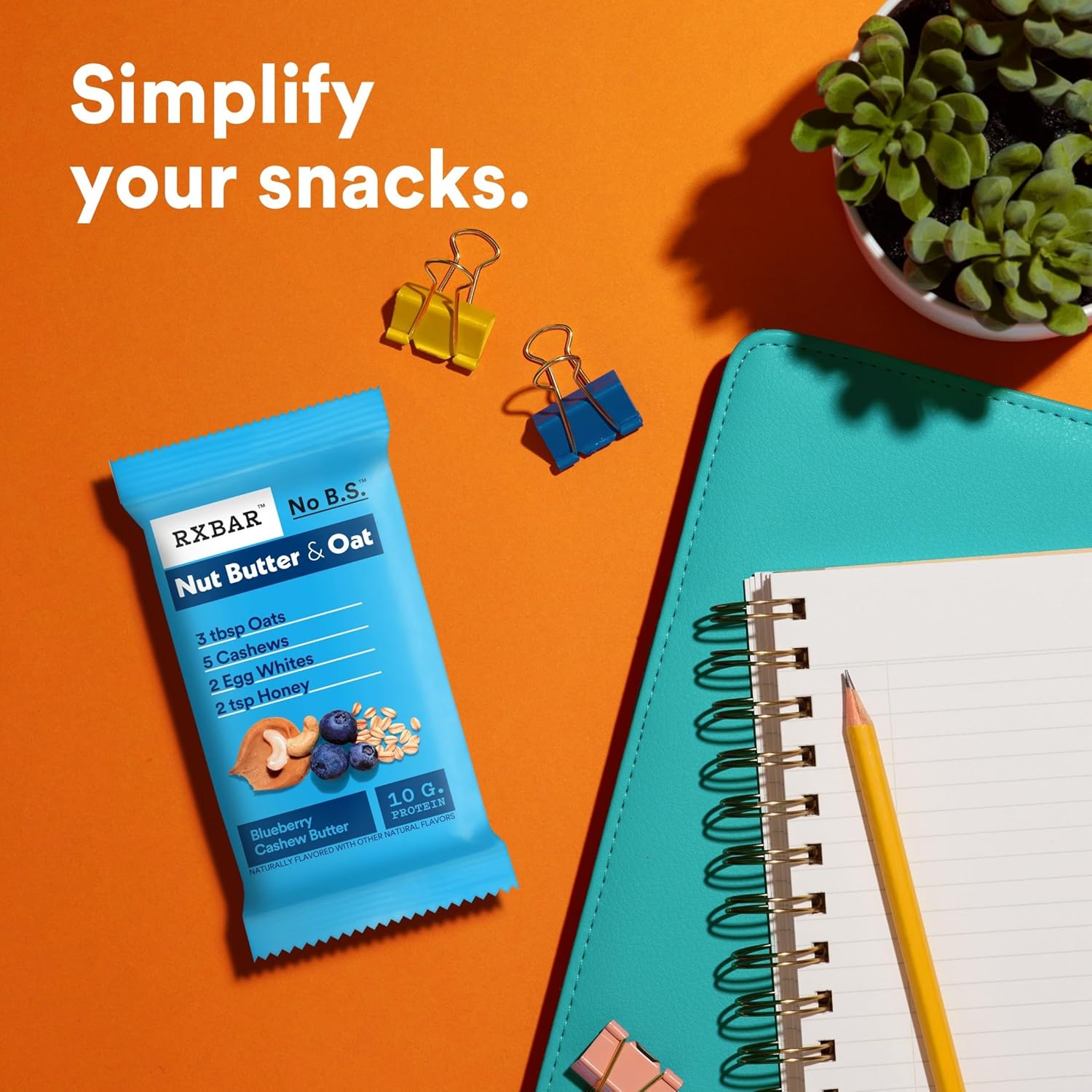 RXBAR Nut Butter and Oat Protein Bars – Portable Trail Fuel for Hiking and Cycling, 10g Protein Blueberry Cashew