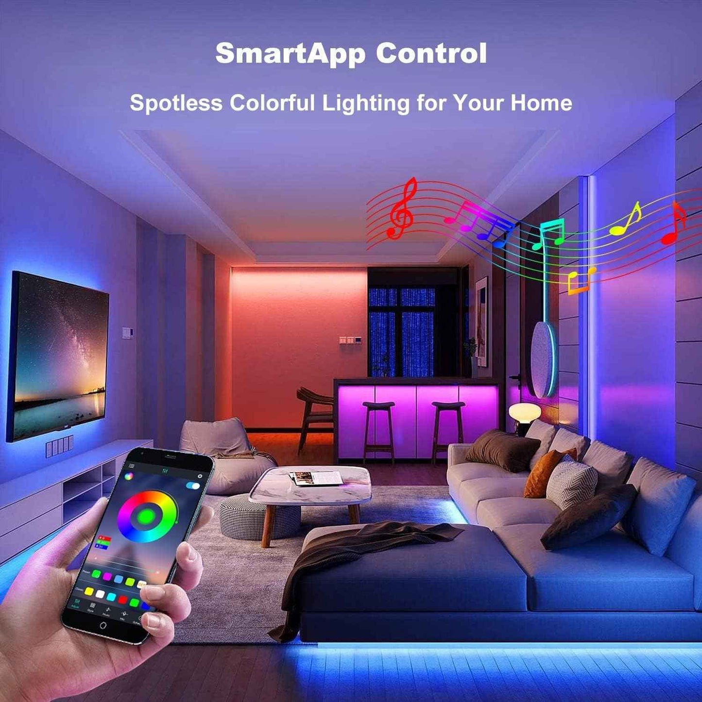 PHOPOLLO RGB LED Strip Lights – Child Friendly Bedroom Lighting, No Heat Touchable Strip