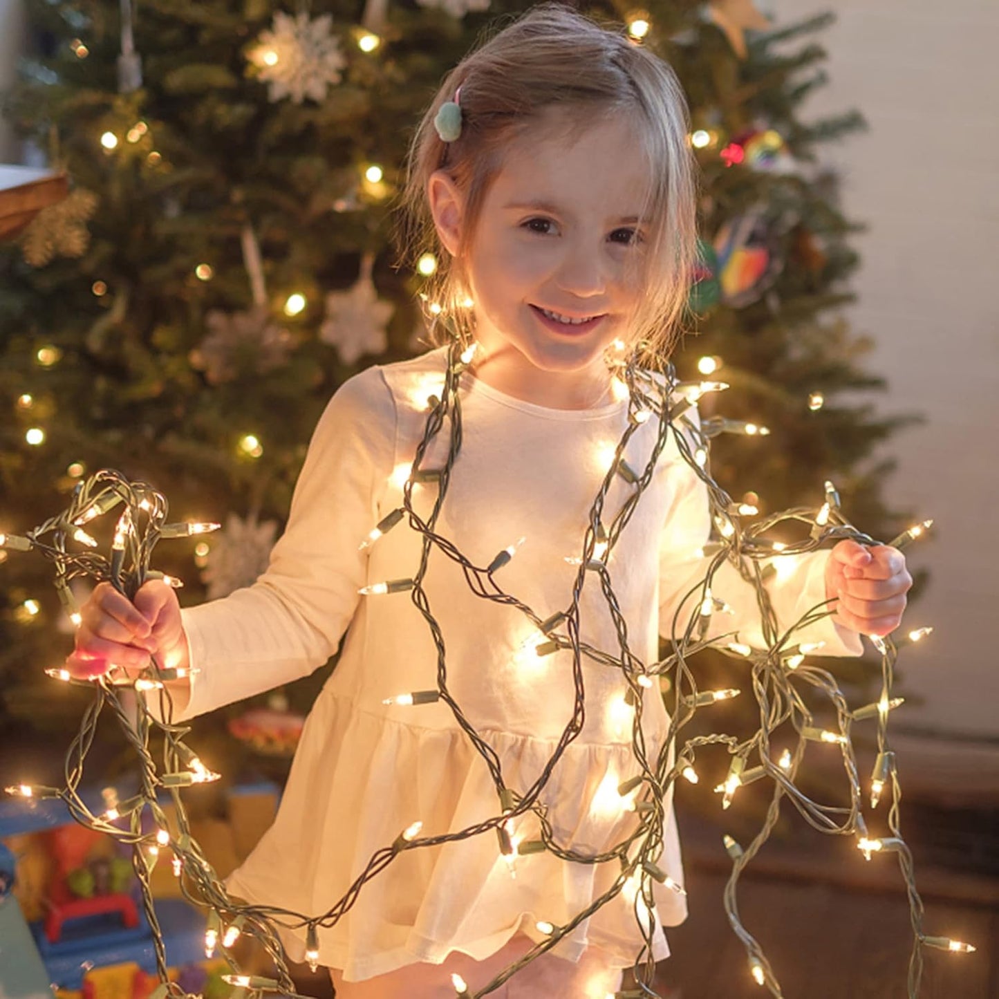Safe Around Kids and Pets, 150-Bulb Incandescent Mini String Lights with Built-In Fuse and UL Approval, Warm White