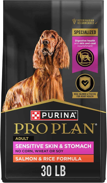 Purina Pro Plan Sensitive Skin and Stomach Dog Food Dry – Adult Salmon & Rice Formula for Multi-Pet Households