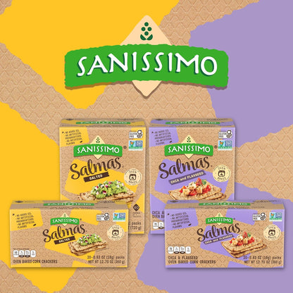 Sanissimo Salmas Salted – Travel-Tote Crackers for Picnic and Patio Snacking