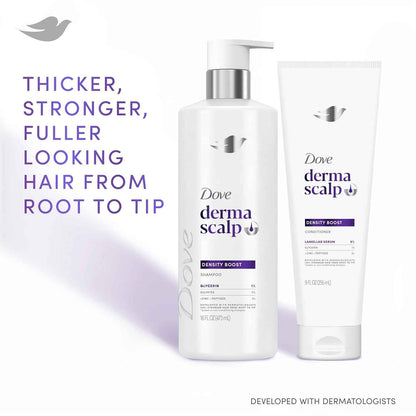 Dove Derma Scalp Density Boost Shampoo – Elevated Vanity Counter Essential for Fuller-Looking Hair, Fragranced