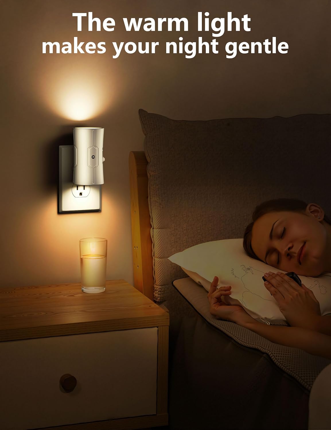 Scandinavian Night Light Plug into Wall 2 Pack – 3000K Warm White LED Nightlight for Cozy Bedroom and Living Room Ambiance
