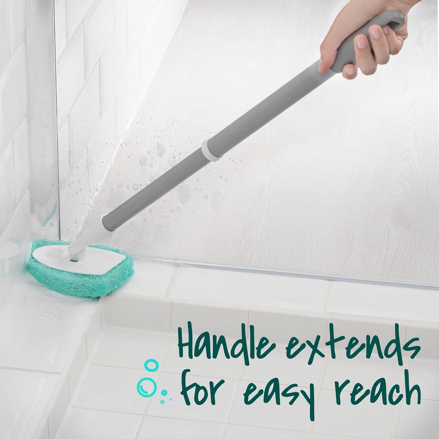 Scotch-Brite Extendable Tub & Tile Scrubber Kit – Slip-Free Shower Floor Cleaner for Safer Wet Bathroom Routines, Long Reach