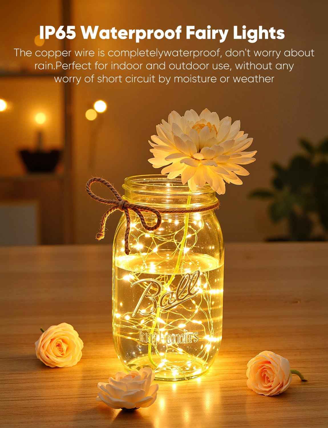 Brightown Battery Fairy Lights 14 Pack – Romantic Valentine's Day Gift for Her, 7ft Silver Wire Twinkle Lights for Wedding and Home
