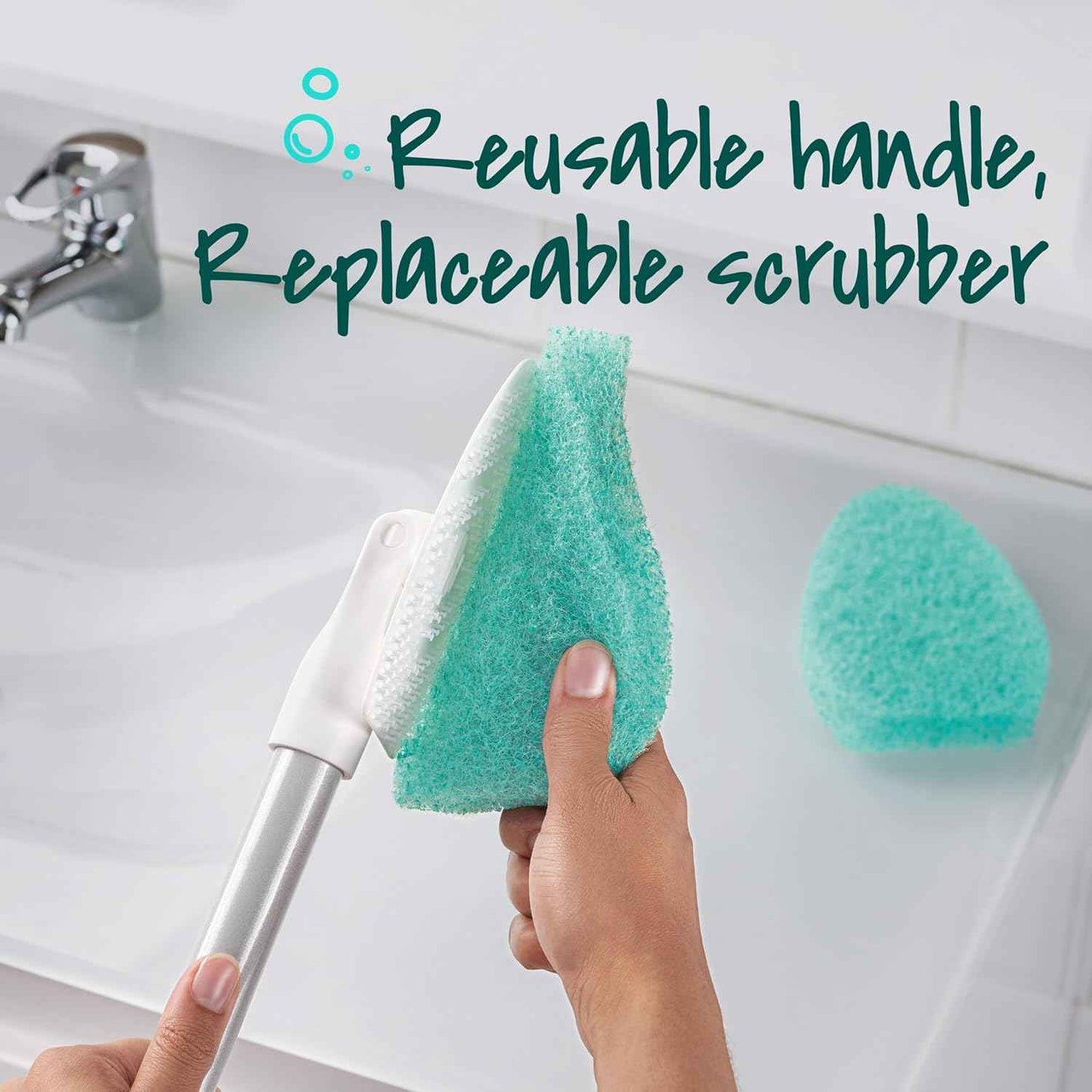 Scotch-Brite Extendable Tub & Tile Scrubber Kit – Slip-Free Shower Floor Cleaner for Safer Wet Bathroom Routines, Long Reach