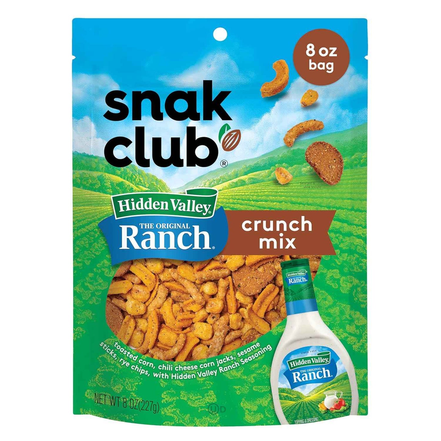 Snak Club Ranch Crunch Mix – Sugar-Free Office Desk Drawer Snack for Mid-Afternoon Focus Breaks, 8 oz
