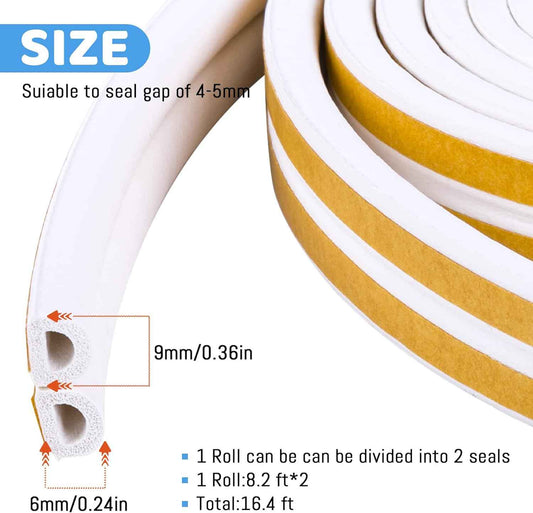 CloudBuyer Neutral White Weather Stripping for Uncluttered Door Frames, 33Ft D-Type Window Seal in Simple Design