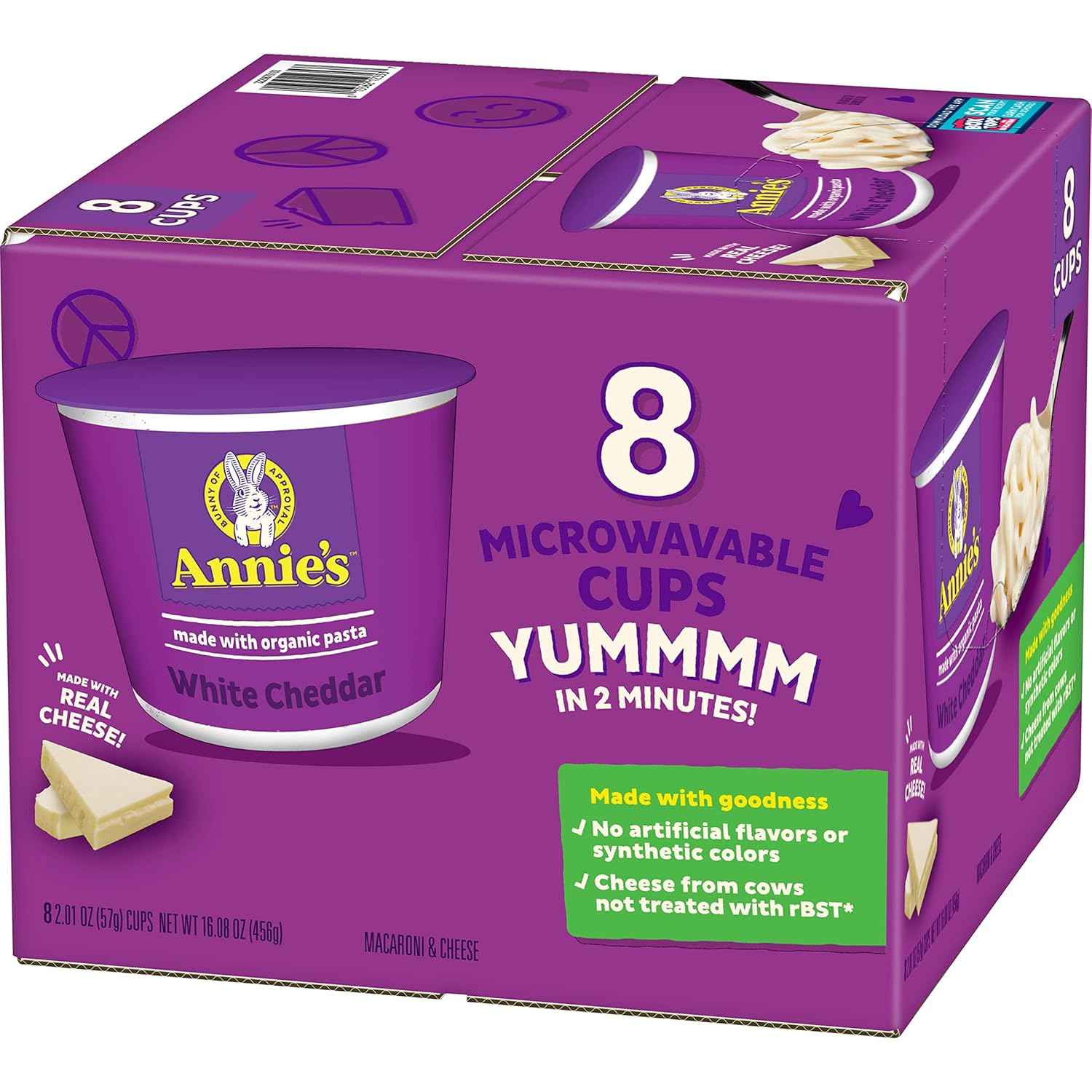 Annie's White Cheddar Microwavable Mac & Cheese – Wholesome Organic Dinner Side for Picky Toddlers and Growing Kids