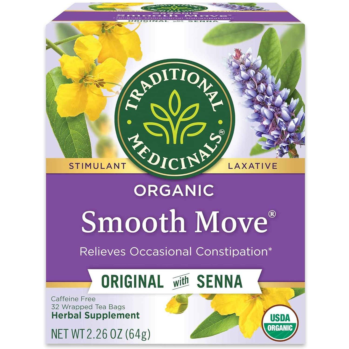Traditional Medicinals Smooth Move – Cramp-Reduced, Caffeine-Free Laxative Tea Without Harsh Stimulants