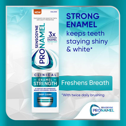 Sensodyne Pronamel Clinical Enamel Strength Toothpaste for Morning and Night Self-Care Ritual, Deep Clean Mint for Acid Erosion Defense