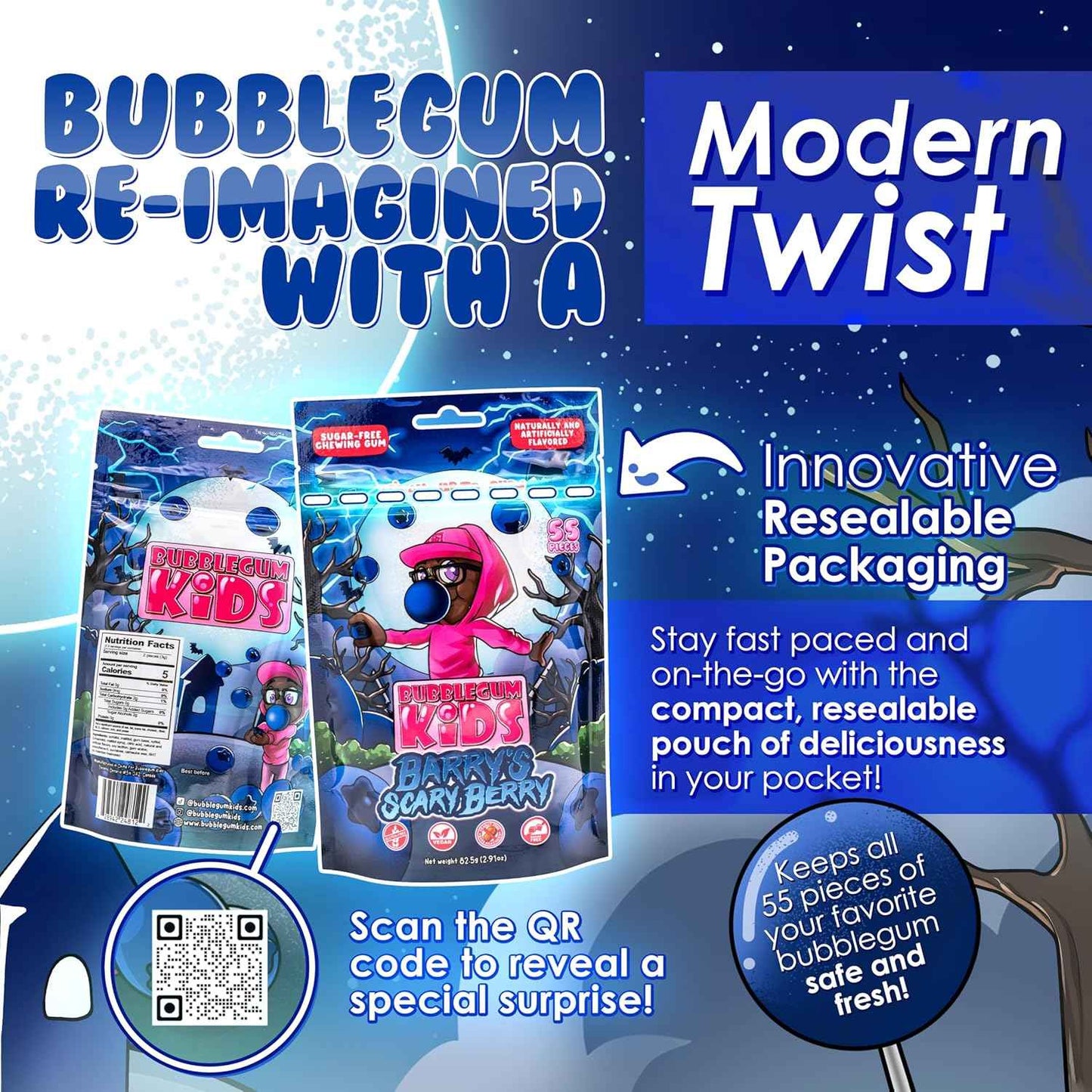Bubblegum Kids Sugar Free Gum – Vegan and Gluten Free Gum for Mindful Snacking and Weight Management Routines