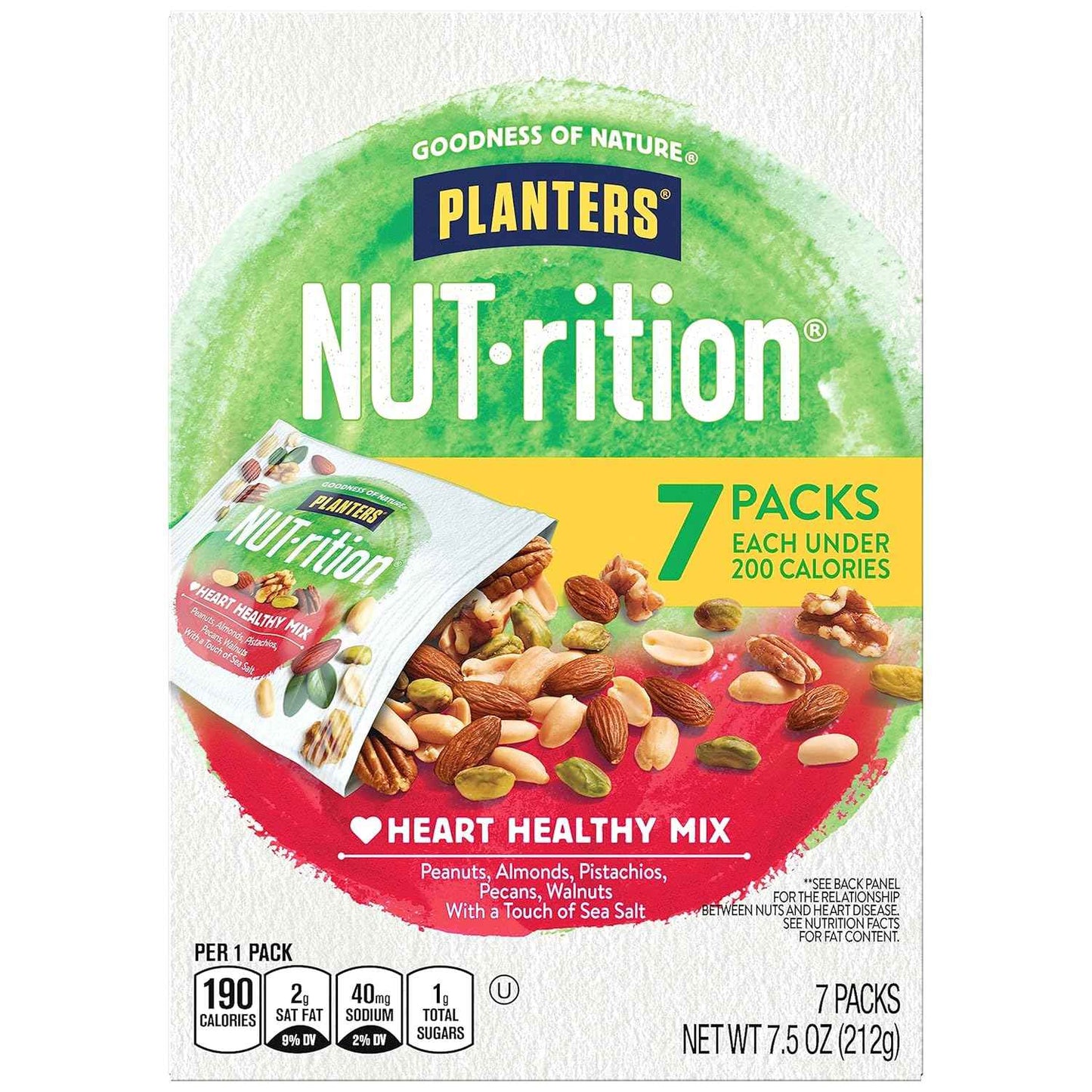 PLANTERS NUT-rition Heart Healthy Walnut Mix – Desk Drawer and Office Pantry Snack Pouches for Focused Workdays, Portion-Controlled Single-Serve Packs