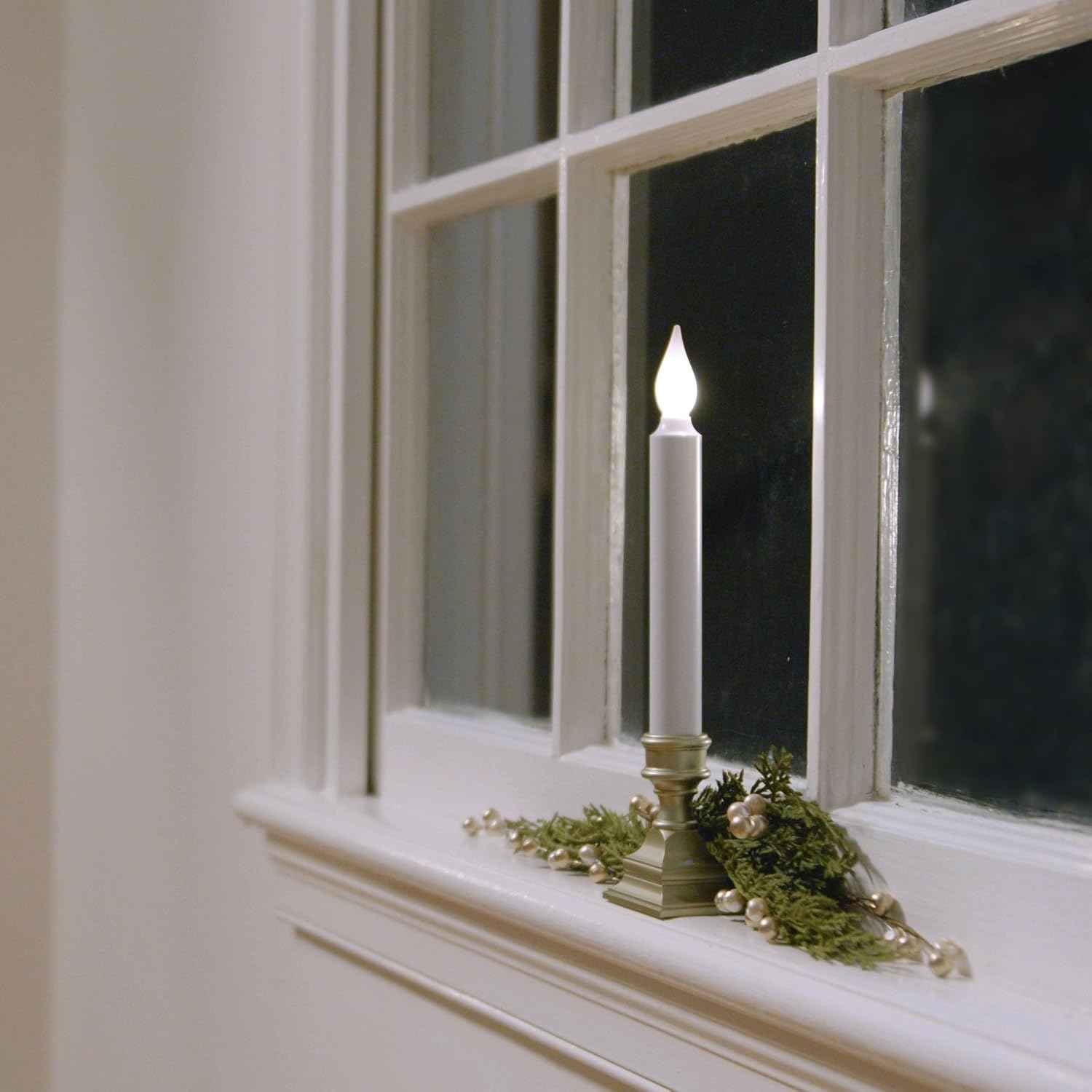 612 Vermont Battery Operated Window Candle with Timer – Shatterproof Bulb Safe for Nursery and Curtains