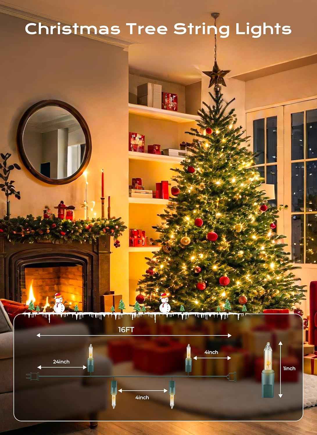 Minetom LED String Lights – Flameless Indoor Lighting, Shatterproof Bulbs Safe Around Kids and Pets