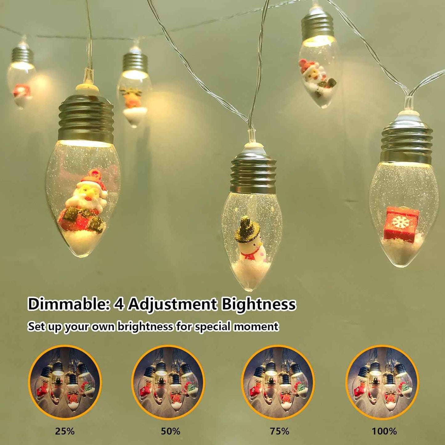 Aomike LED Snow Globe Lights – Affordable Stocking Stuffer and Secret Santa Present, 6.8ft Battery String Warm White