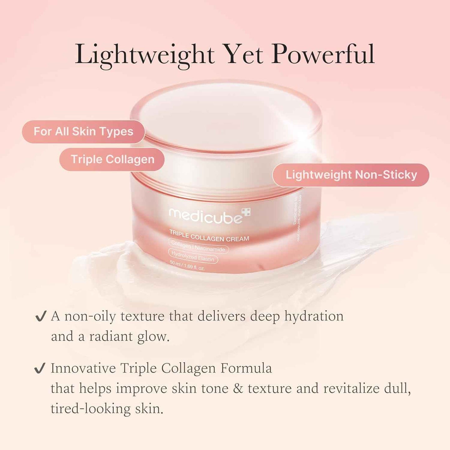 Medicube Triple Collagen Cream – Nightly Anti-Aging Ritual for the Bedroom Vanity, Wrinkle and Firming Moisturizer