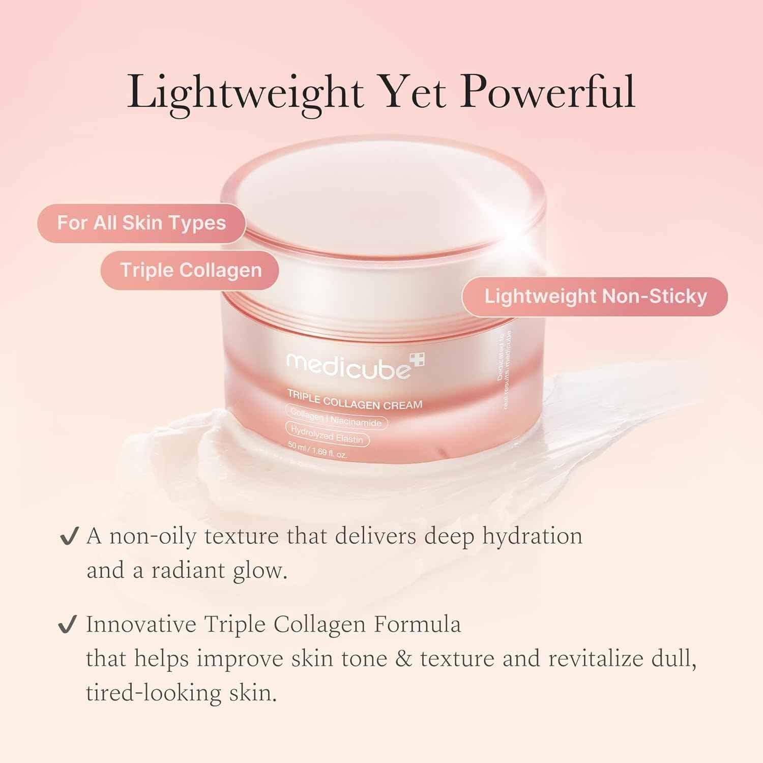 Medicube Triple Collagen Cream – Nightly Anti-Aging Ritual for the Bedroom Vanity, Wrinkle and Firming Moisturizer