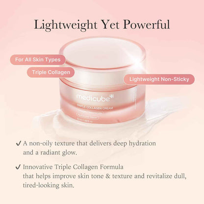Medicube Triple Collagen Cream – Nightly Anti-Aging Ritual for the Bedroom Vanity, Wrinkle and Firming Moisturizer