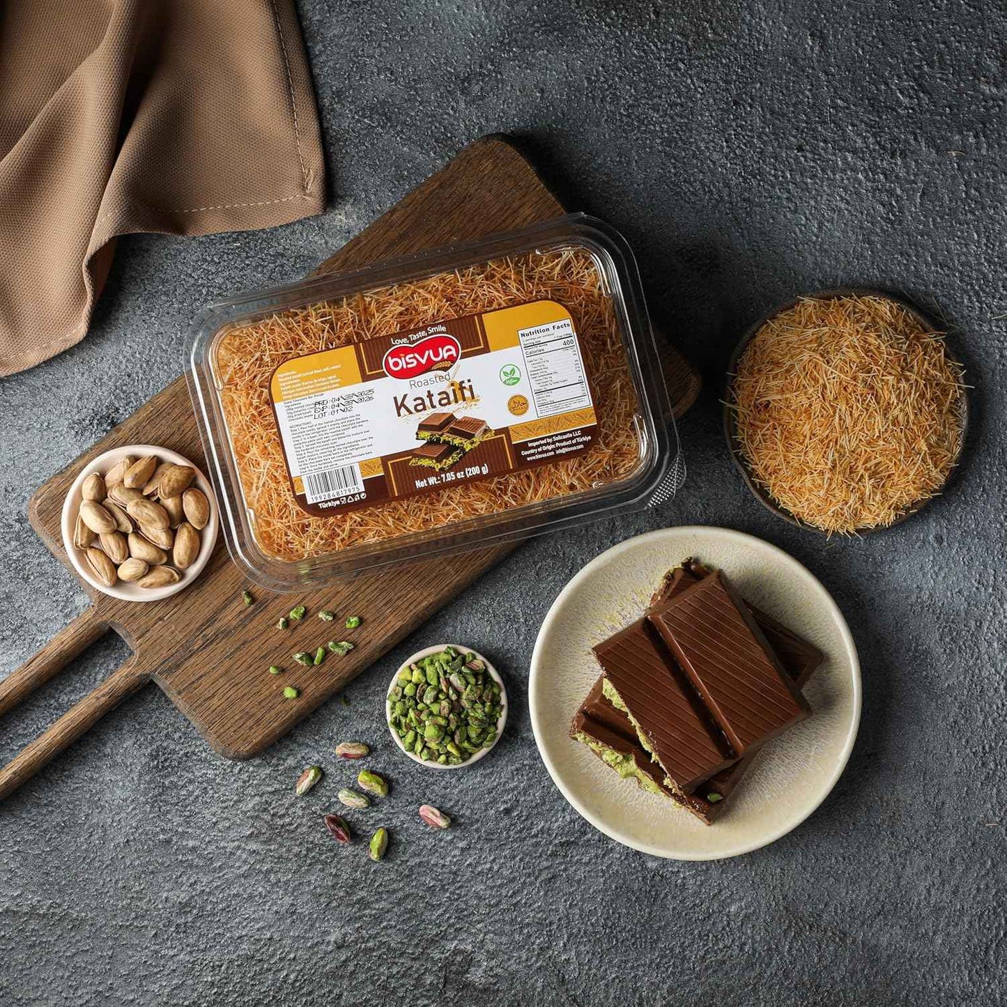 BISVUA Turkish Kadayif 200g – Artisan Pre-Toasted Kataifi for High-End Kunafa, Knafeh & Gourmet Pastry Creations