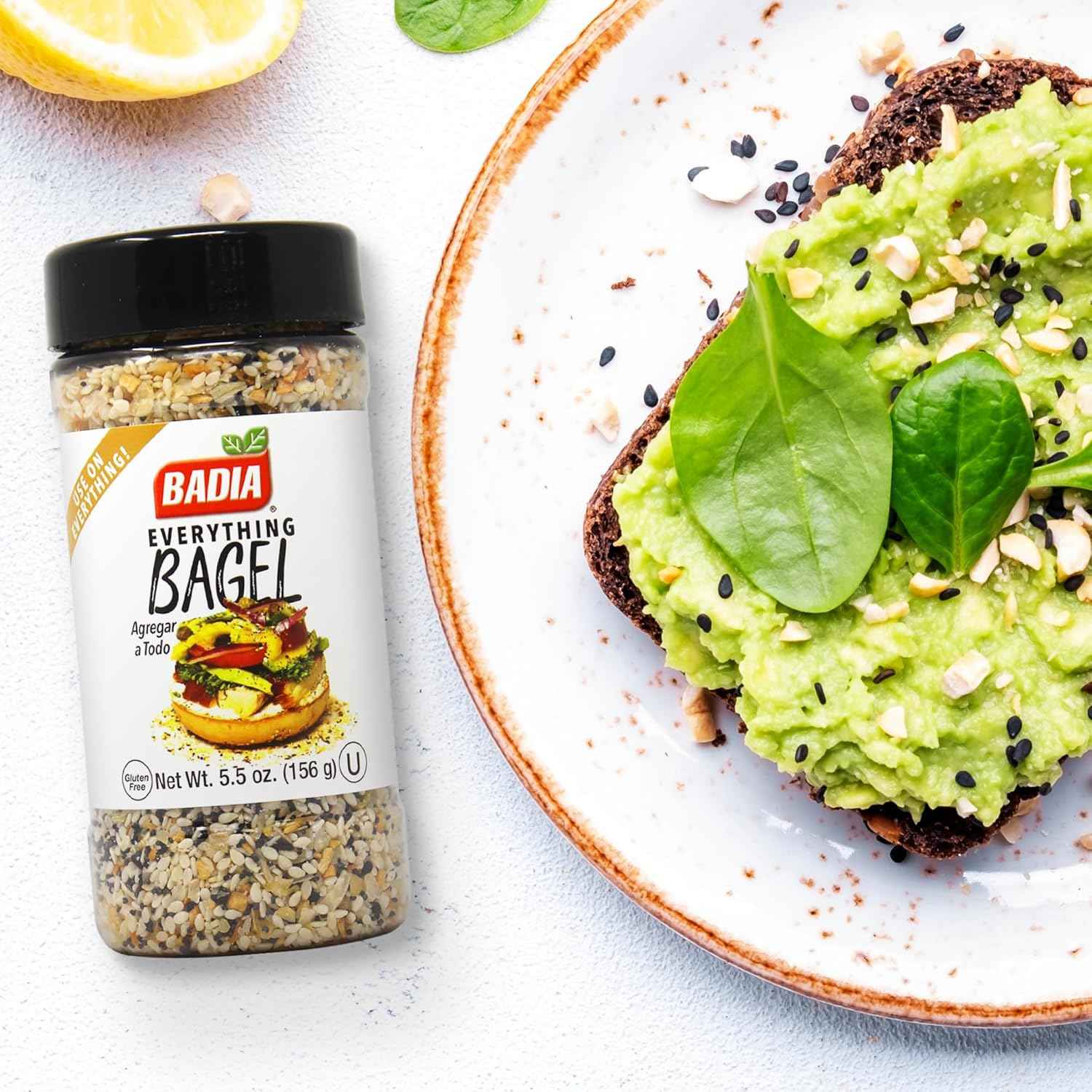 Badia Everything Bagel Seasoning – One-Shaker Solution for Fast Office Lunches and Breakroom Upgrades, 5.5 oz
