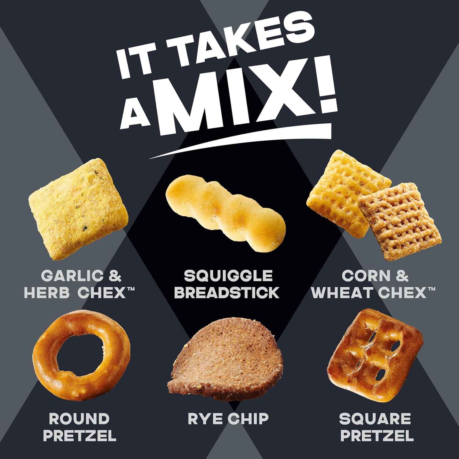 Chex Mix Bold Garlic and Herb Snack Mix – Gourmet Snack Basket Addition for Dad on Father's Day, Family Size 13.5 oz