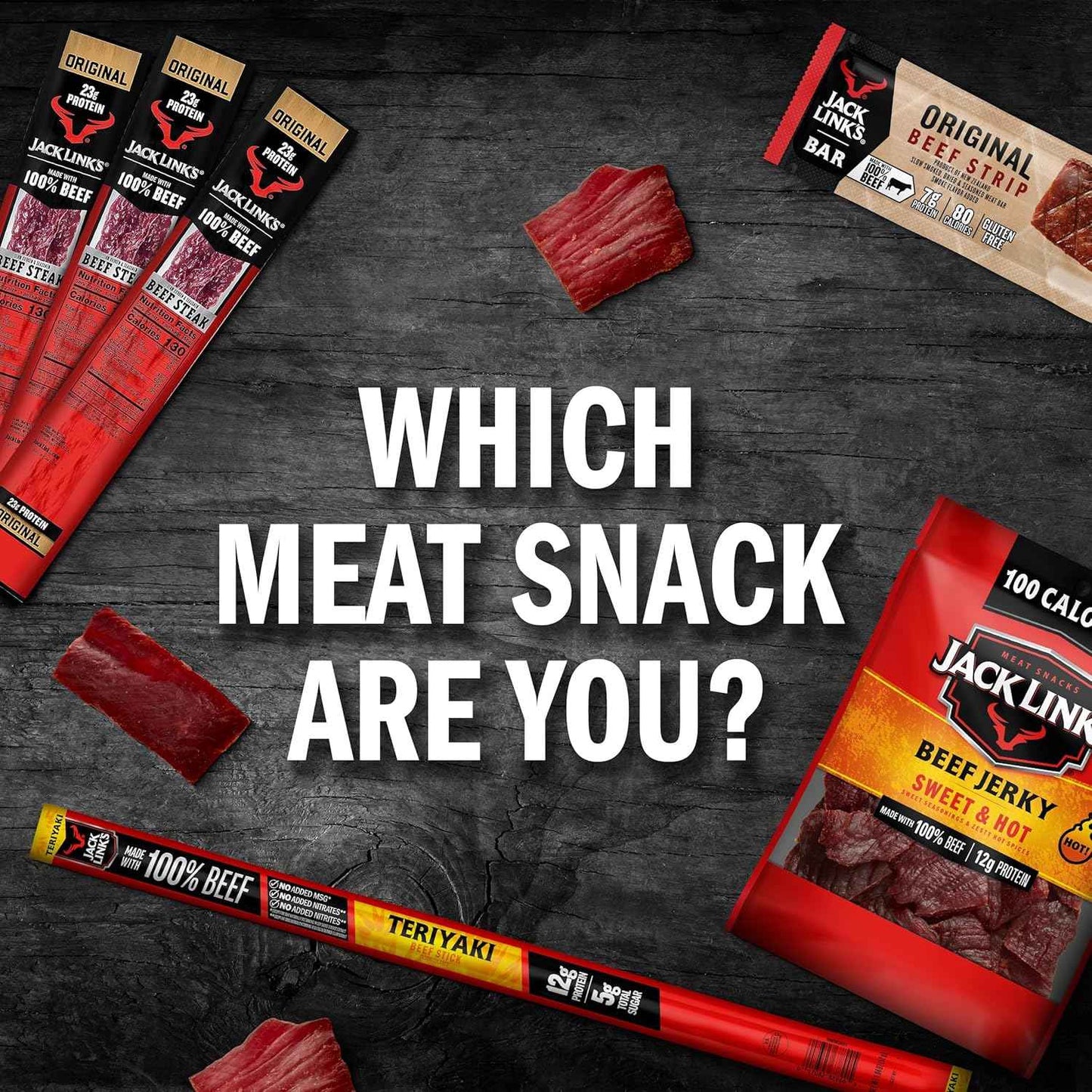 Jack Link's Beef Jerky Variety Pack - Original and Teriyaki - Desk Drawer Protein for Remote Workers and 10-Hour Shifts, 9 Single-Serve Bags