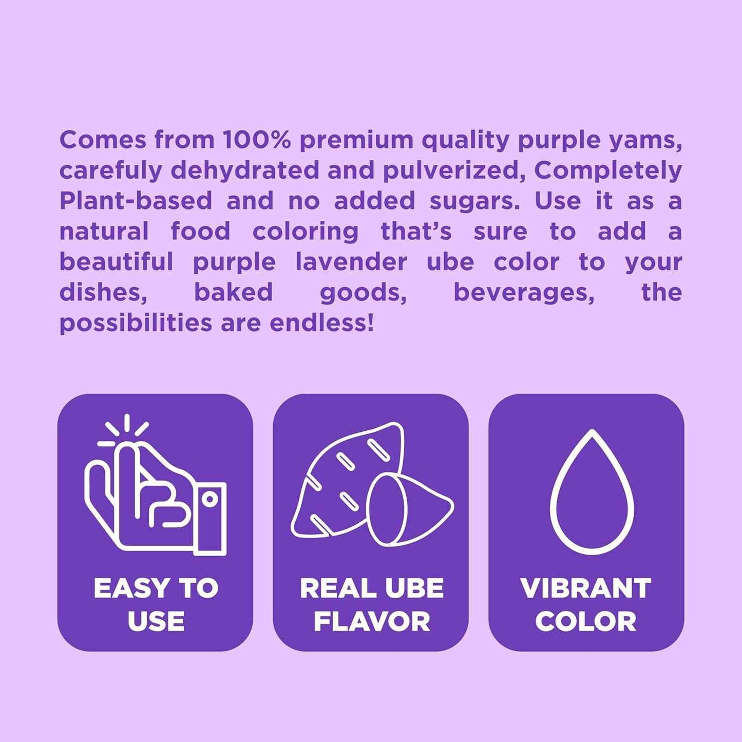 Jans Ube Powder for Baking, 5 oz | Pure Single-Ingredient Yam for Wholesome Family Desserts