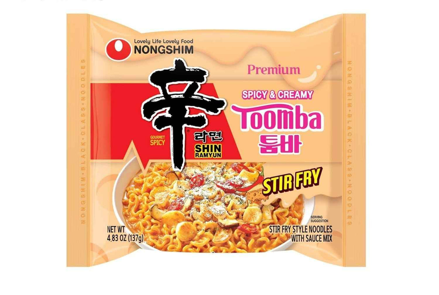 Nongshim Shin Toomba Spicy Creamy Stir Fry Ramen – Kettle-Only Camping Dinner for Backcountry Trips, Pack of 4