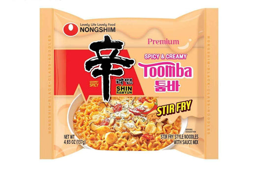 Nongshim Shin Toomba Spicy Creamy Stir Fry Ramen – Kettle-Only Camping Dinner for Backcountry Trips, Pack of 4