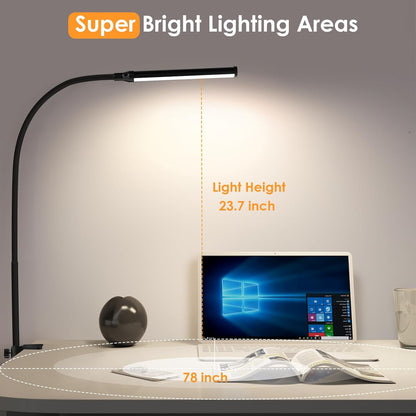 ShineTech LED Desk Lamp with Clamp – Safe Study Light for Kids Bedroom and Reading Corner, Flicker-Free, Cool to Touch