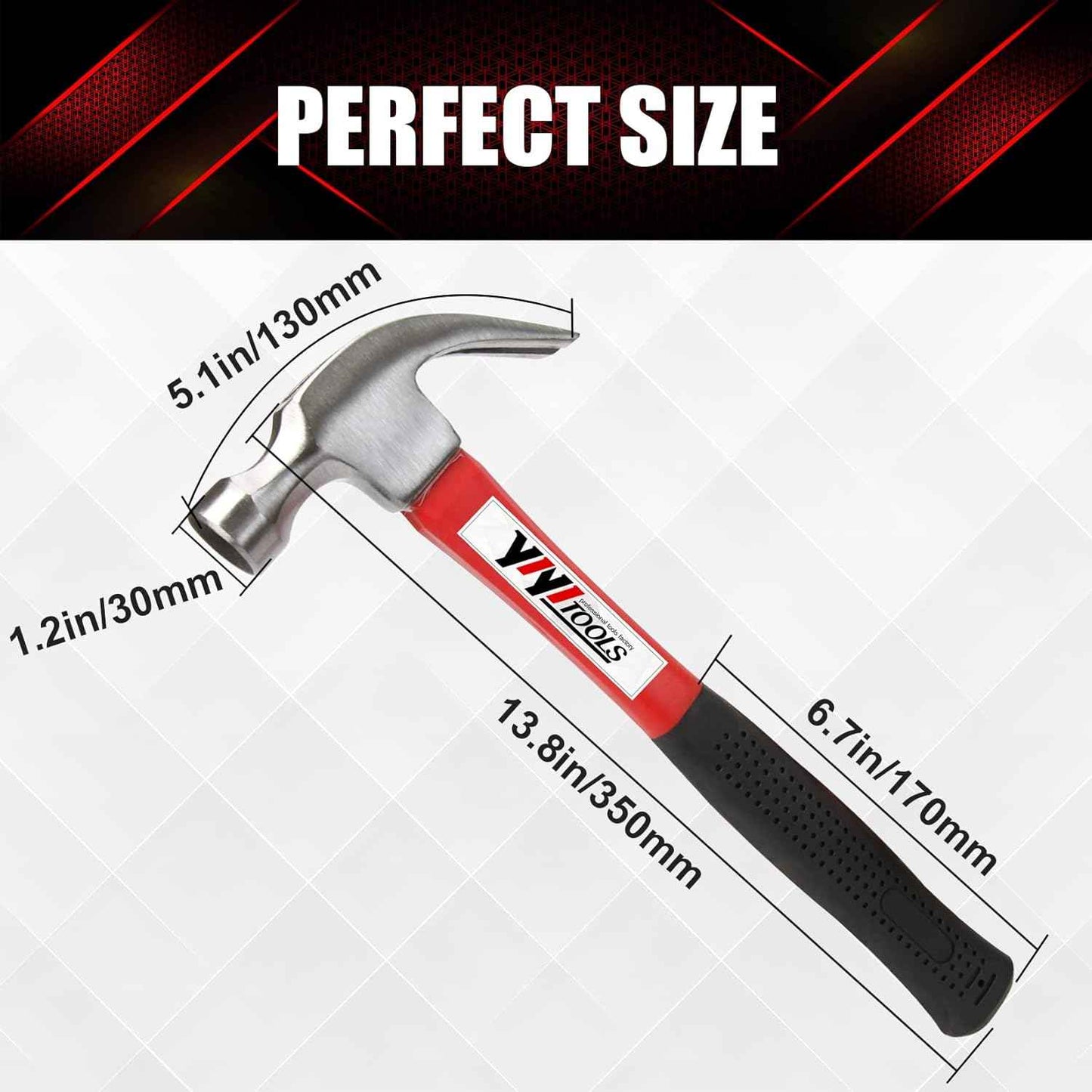 YIYITOOLS 16-oz Rip Hammer with Fiberglass Handle – Practical Gift for DIYers and Homeowners