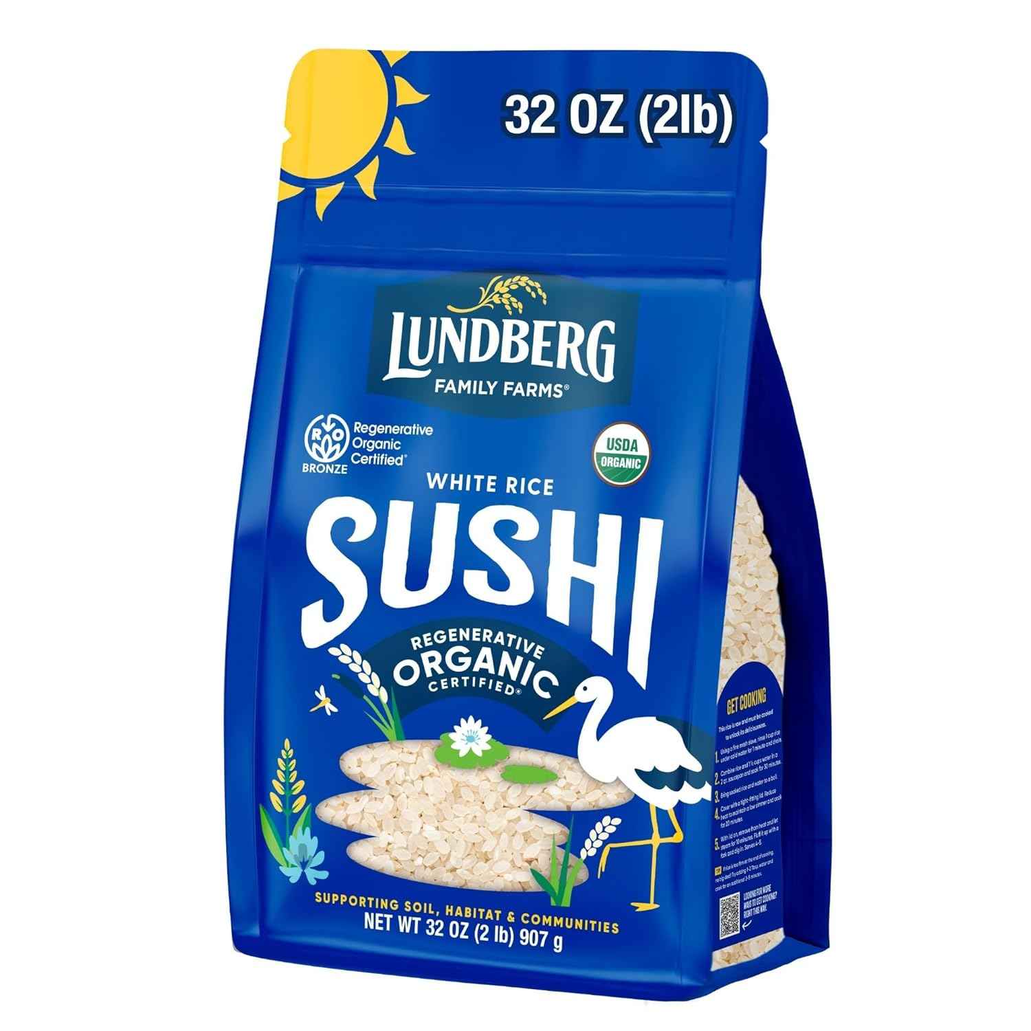 Lundberg Organic Sushi Rice – Family Farm Short Grain Rice for the Heart of the Home Kitchen