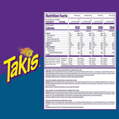 Takis Rolled Tortilla Chips Variety Pack – Office Break Room Snack Restock, 18 Individually Wrapped 1 oz Bags